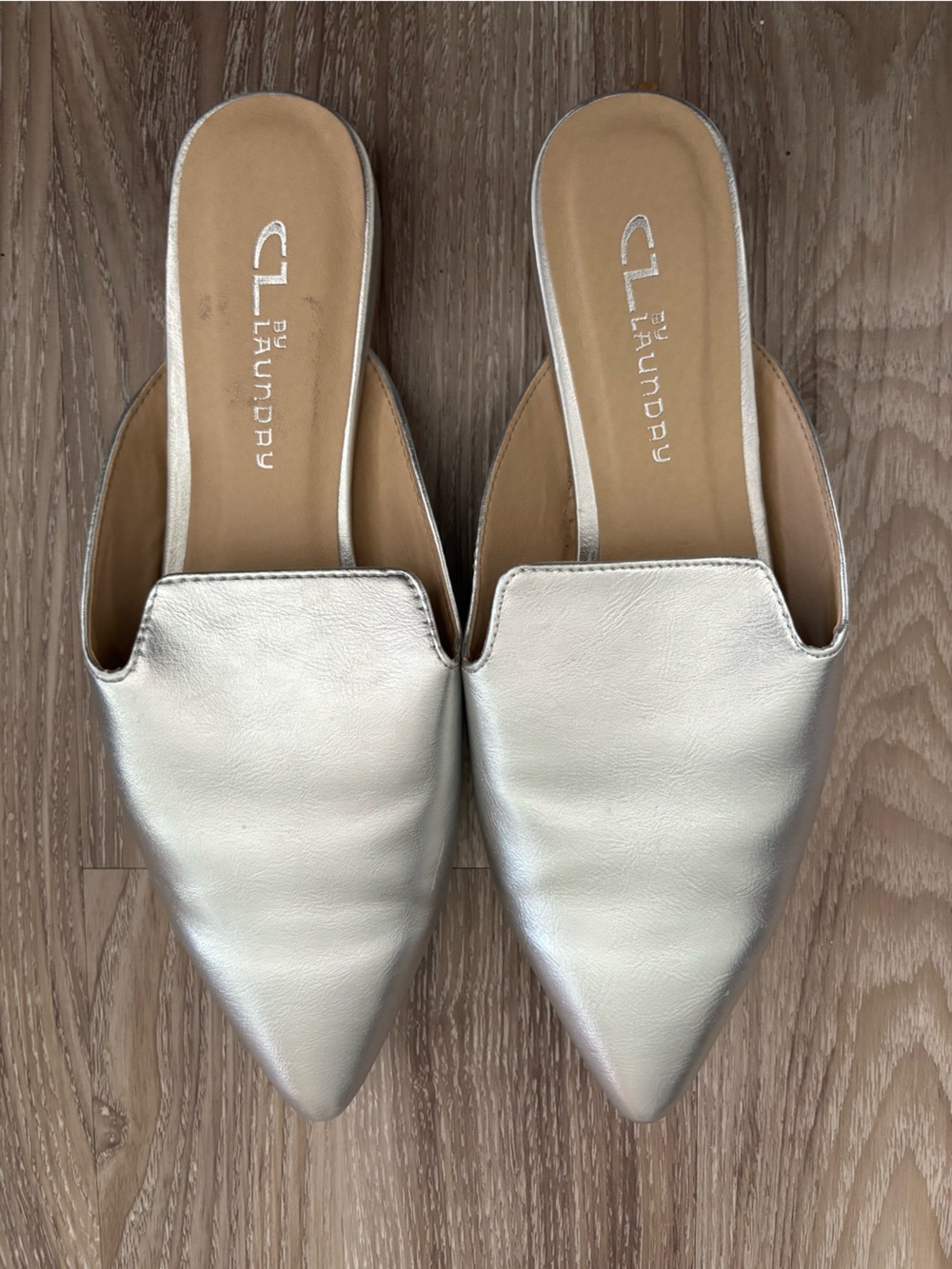 CL by Chinese Laundry Metallic Silver Pointed Toe Flats